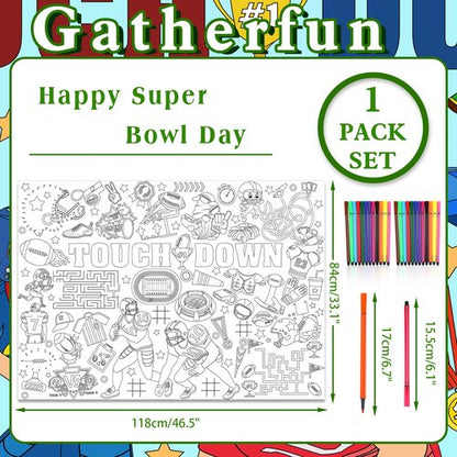 HOWAF Football Coloring Poster with 24 (12 Colors) Paint Pens, Touch Down Football Giant Coloring Poster Game Tablecloth Banner for Football Birthday Gift Party Supplies Classroom Art Craft Suppiles