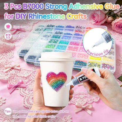 42000PCS 42Colors Resin Jelly Rhinestones for Bedazzling,3mm Flat Back Gems for Crafting, Bedazzling Kit with 3Pcs B7000 Glue for Clothing Shoes Nail Diamond Art.