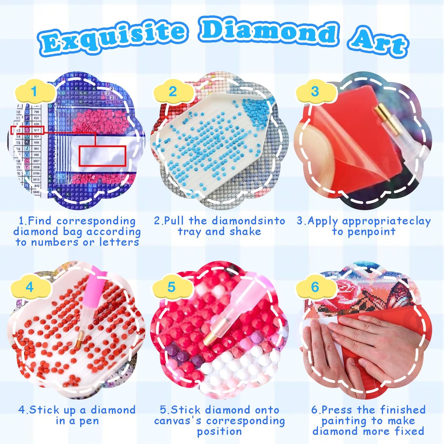 DOTSOPS Diamond Painting Kits Art Adults Painting Kit Crafts DIY 5D Diamond Art Packs Kits Full for Adults Beginner Home Wall Decoration Gift 11.8x15.7 Inches (6 Pack Beach)