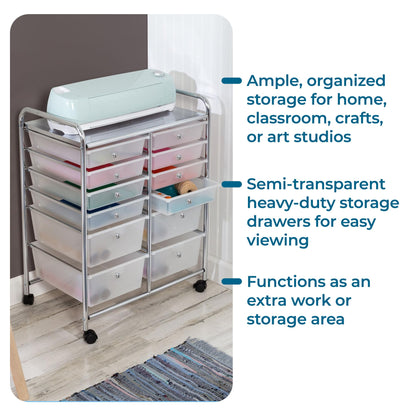 Honey-Can-Do Rolling Storage Cart and Organizer with 12 Plastic Drawers