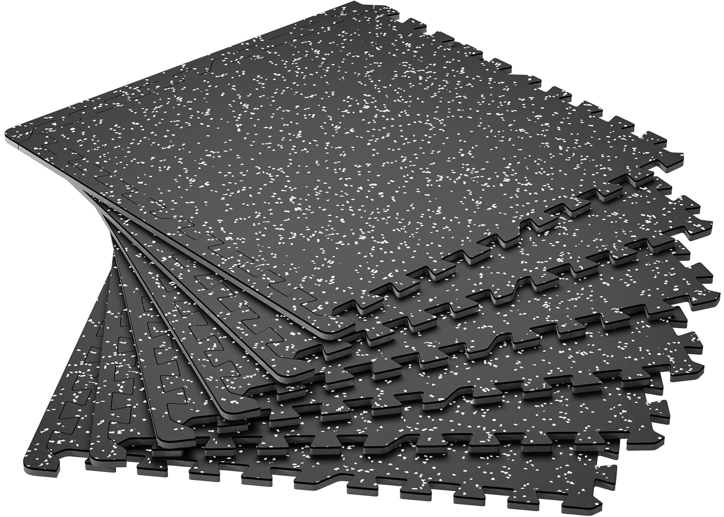 SUPERJARE 0.4'' Thick 36 Pcs 144 Sq Ft Rubber Top Exercise Equipment Mats, High Density EVA Foam Mats with Rubber Top, Interlocking Gym Flooring for Home Gym, Protective Workout Mat, Black/Grey