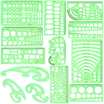 SenseYo 13 Pack Drawings Templates Stencil, Circle Template for Geometric Drawing Stencils, Plastic Clear Circle Stencils Architecture Supplies Drafting Tools for Office, Studying, Designing