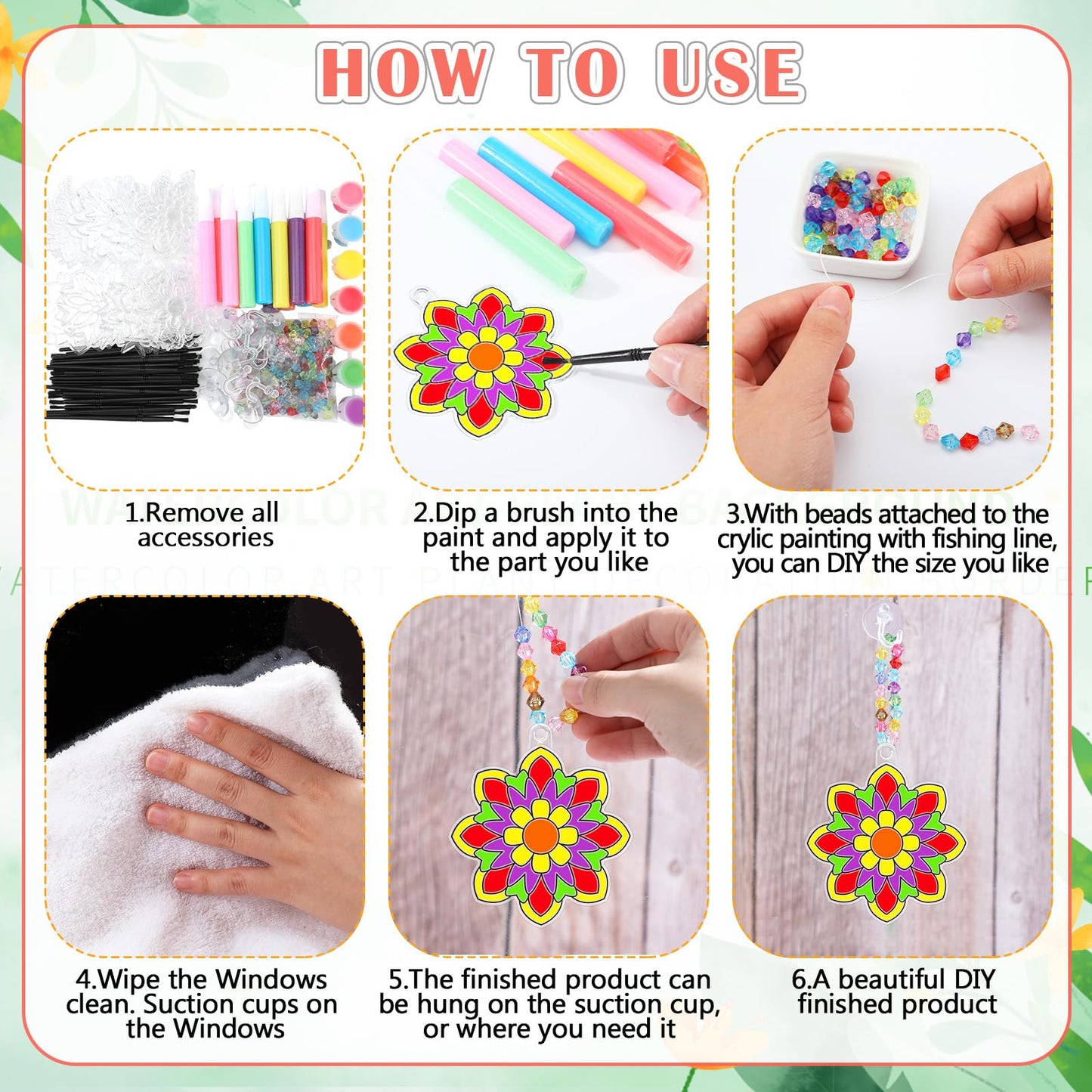 Sonwyoung 30 Sets Summer Mandala Suncatchers Craft Kits Easter Holi DIY Glow in The Dark Stained Glass Kit Paint Your Own Window Ornaments Art for Holiday Parties Home Decor and Creative Activities