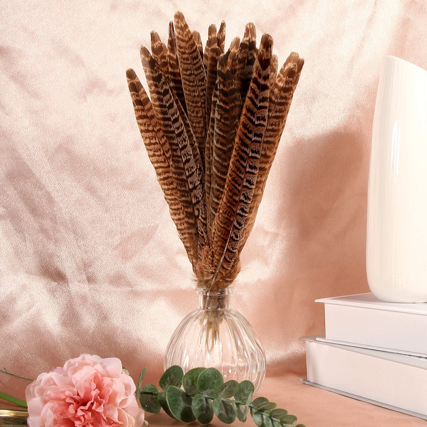 THARAHT 24pcs Female Ringneck Pheasant Tails Feathers Natural Feathers 10-12inch 25-30cm for Crafts Home Wedding Party Performance DIY Decoration Female Pheasant Feathers