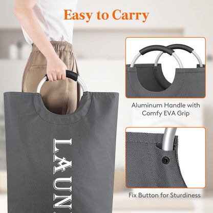 Lifewit 120L 2-Pack Large Laundry Basket, Collapsible Hamper, Waterproof, Grey