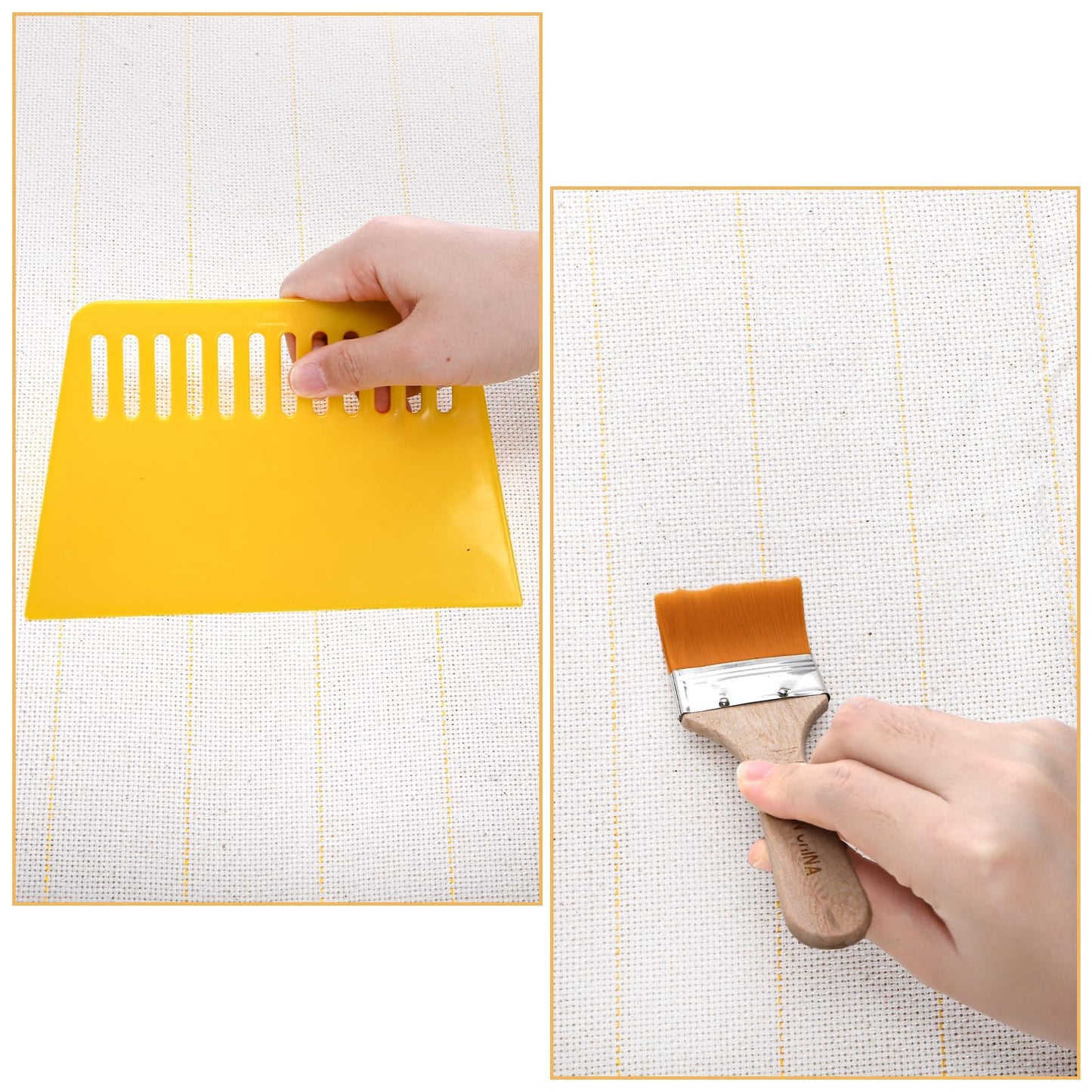 Yarlung 2 Pack 79"x59" Tufting Cloth and 79"x40" Final Backing for Rug Tufting, Large Yellow Marked Lines Monks Cloth with Non Slip Backing for Tufting Gun, Cut Pile, Tufting Supplies
