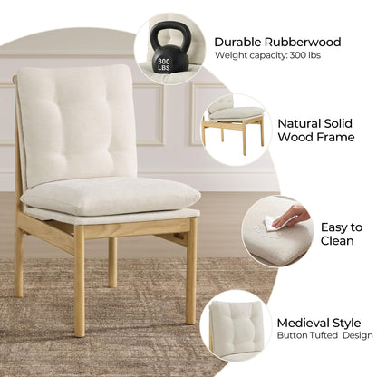 CHITA Dining Chairs Set of 2, Mid Century Modern Upholstered Kitchen Chairs with FSC-Certified Rubberwood Legs & Padded Seats,Chenille Linen