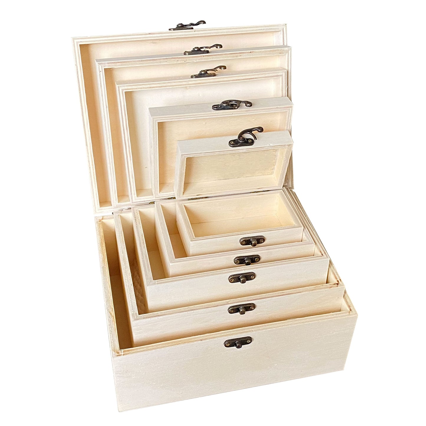 Cregugua Wooden Nesting Box Set of 5, Unfinished Wood Rectangle Box Set for Crafts