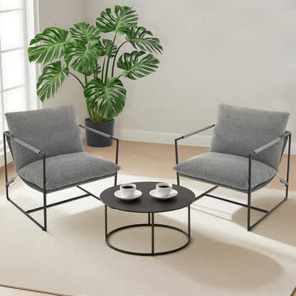 GAOMON Modern Sling Accent Chair Set of 2,Comfy Living Room Chair with Metal Frame,Upholstered Armchair with Soft Cushion for Bedroom Balcony Lounge Reading Room