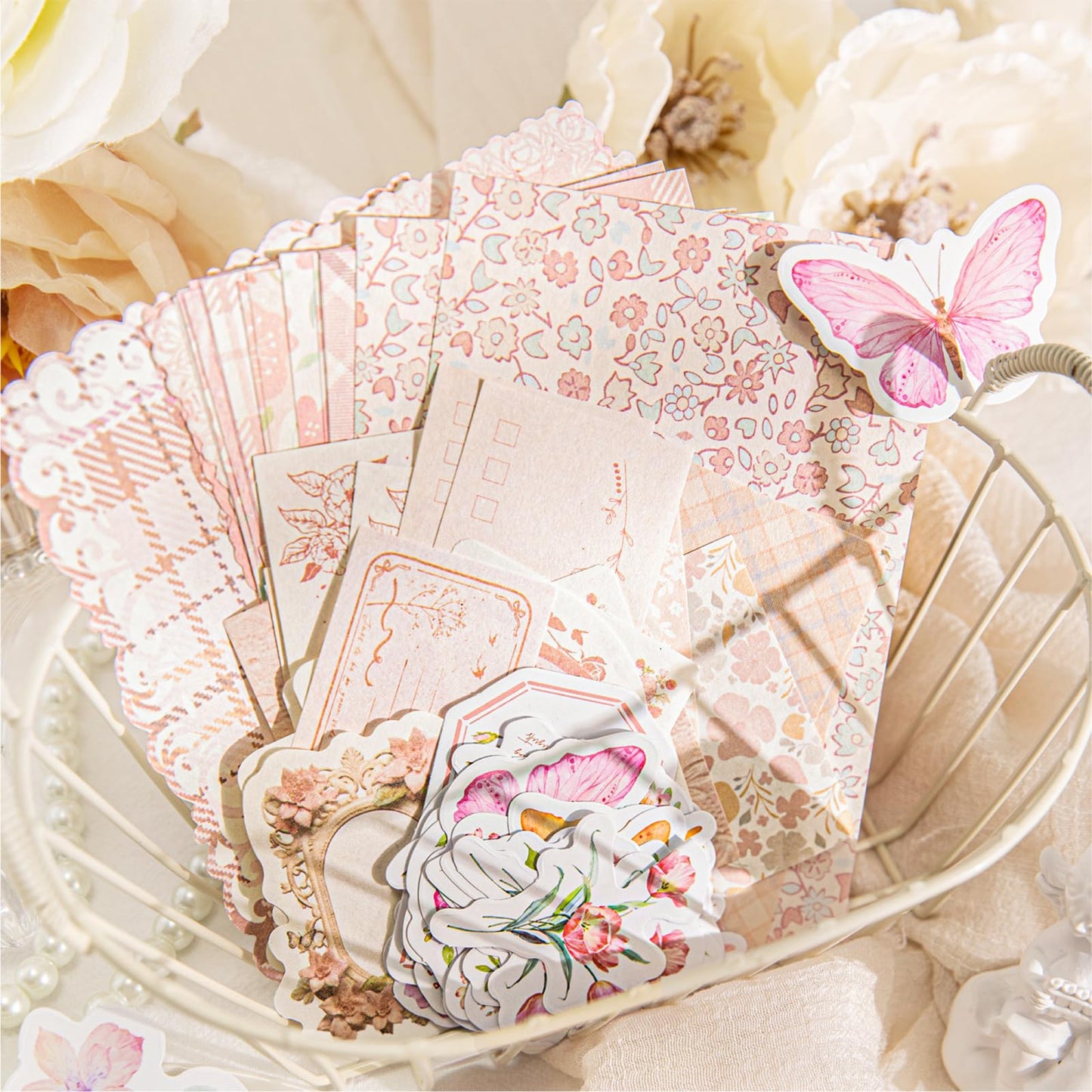 Wmhanler 400 Sheets Scrapbook Papers Journaling Stickers Scrapbooking Supplies Kit Junk Journal Supplies Decorative Craft Stickers for Planner, Bullet Journal Collage Card Embellishment Retro Crafts