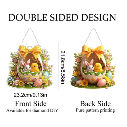 DIY Diamond Art Painting Wreath Kits，Special Shaped Rhinestone Hanging Ornament Diamond Art Window Pendants for Gift Home Garden Wall Hanging Kits,Double Sided (Easter Egg)