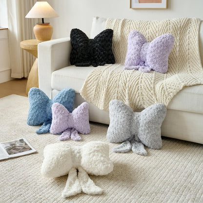 Ddliury Bow Pillow, Decorative Bow Pillows with Soft Plush for Couch Bed, Bow Shaped Throw Pillow Room Decor for Bedroom, Bow Decorative Pillow for Living Room (Lavender Purple, Small-12 Inches)