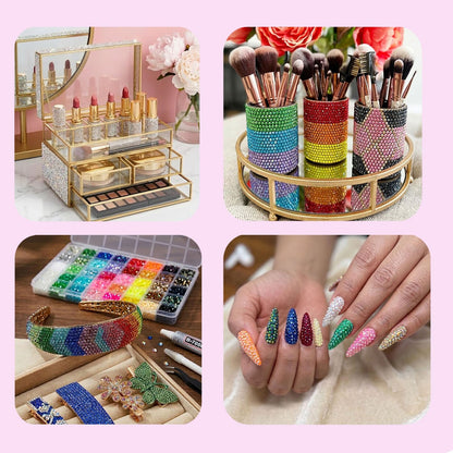 48000Pcs Resin Jelly Rhinestones for Bedazzling,40 Colors 3mm Flatback Gems Bedazzling Kit with 3Pcs 10ml B7000 Glue for Clothing Nail Art Shoes Crafting Makeup (40 Colors+3 Pcs Glue)