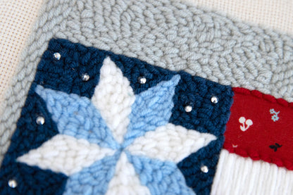 Kimberbell Stars & Stripes Forever Punch Needle Kit – Complete Patriotic Craft Set with Tool, Yarn, Hoop, Monks Cloth, Appliqués & Rhinestones – DIY Punch Needle Plus Kit with Video Tutorials