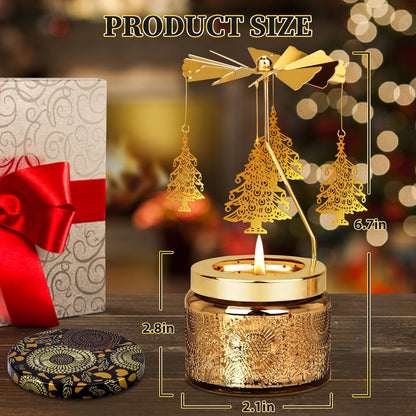 Nialnant Christmas Tree Rotating Scented Candle Gift for Women Mom Daughter Sister Wife, Unique Rotating Scented Candle Gifts for Birthday Christmas Holiday Party Table Decoration