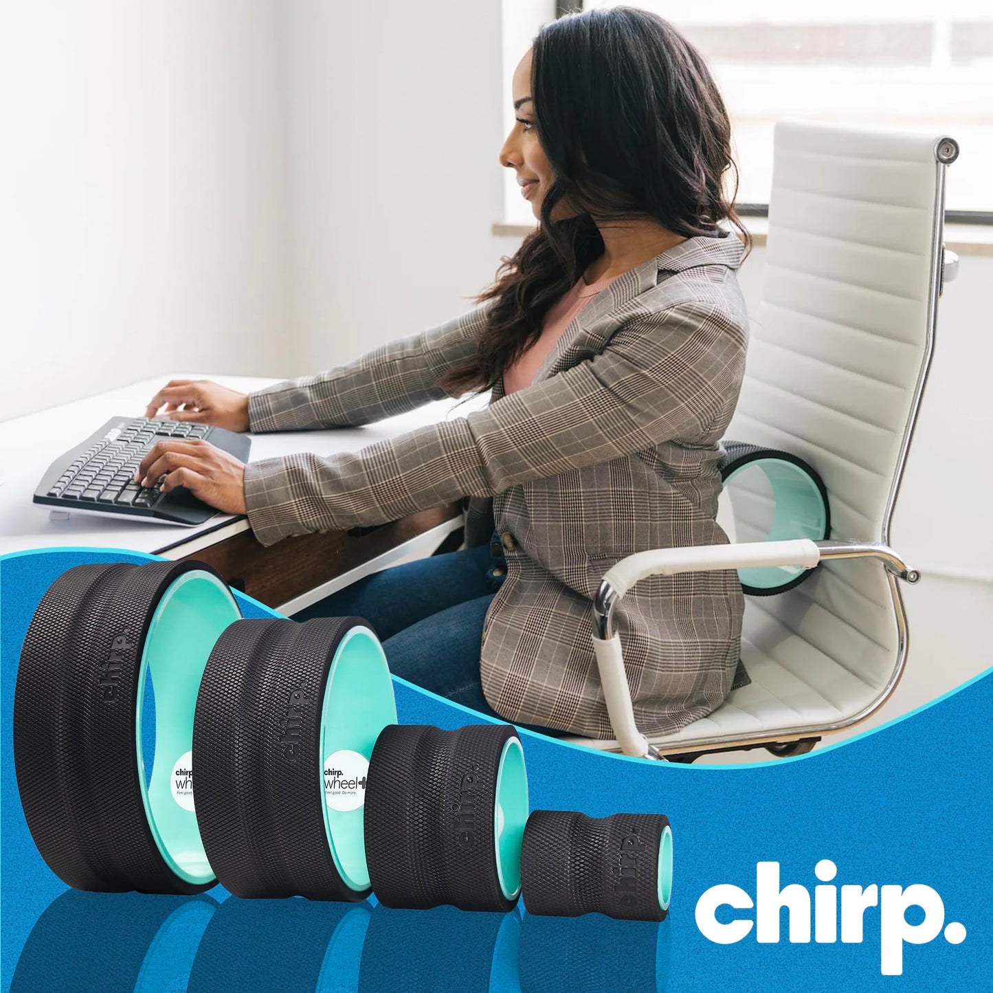 Chirp Wheel Foam Roller – Targeted Back & Neck Relief, Lumbar Spine Stretcher, Spinal Decompression Back Stretcher, Massage Roller with Density Foam for Physical Therapy, Supports 500lbs, 2-Inch Mint
