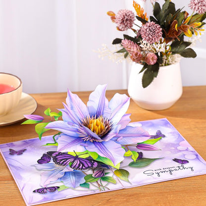 Sympathy Pop Up Card – 3D Butterflies Condolence Card, With Deepest Sympathy, Sorry for Your Loss Card for the Loss of a Loved One, Elegant Thinking of You Gift, 6 x 8 Inch, Includes Envelope