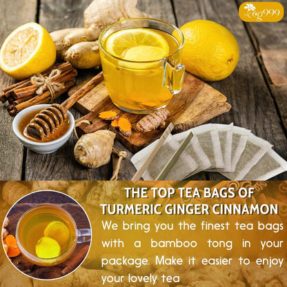 TOG999, 120 Bags Premium Turmeric Ginger Cinnamon Tea. Upgraded Version. Improve Digestion, Support Brain, Weight, Skin and Sleep. Eco-Conscious Tea Bags. No Sugar, No Caffeine, No Gluten, Vegan.