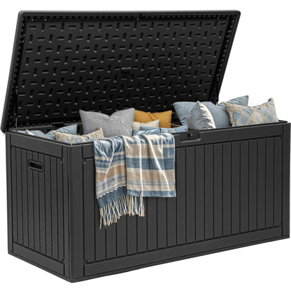 YITAHOME 320 Gallon Large Deck Box with Divider & Side Handles, Outdoor Double-Wall Storage for Patio Furniture Cushions, Garden Pool Accessories, Water Resistant & Lockable