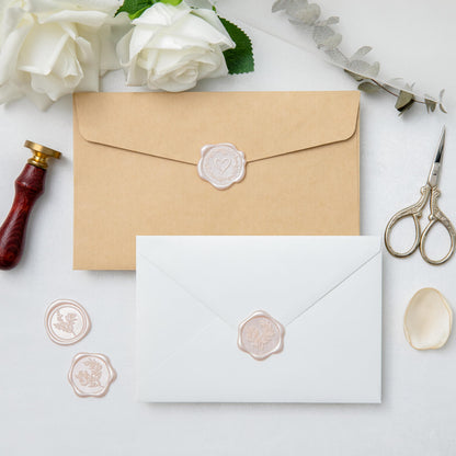 Uwilowe 60 Pcs Champagne & Pink Wax Seal Stickers Self-Adhesive Envelope Seals Stamp Stickers, Perfect for Wedding Invitations Seating Chart Christmas Gift Wrapping 3 Designs in 1 Pack