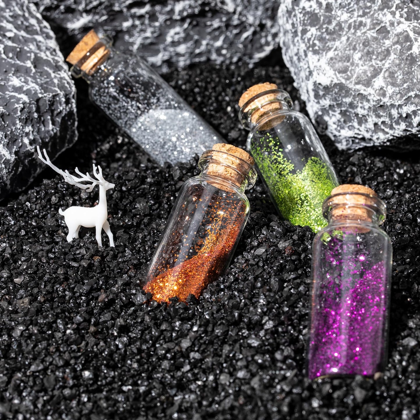 4pcs 100ml / 3.4 oz. Small Glass Jars with Cork Lids, Spell Jars, Glass Bottles with Cork, Decorative Bottles, Potion Bottles, Cut Jar Vials for Art Crafts DIY Decoration Party Favors Wedding Gift