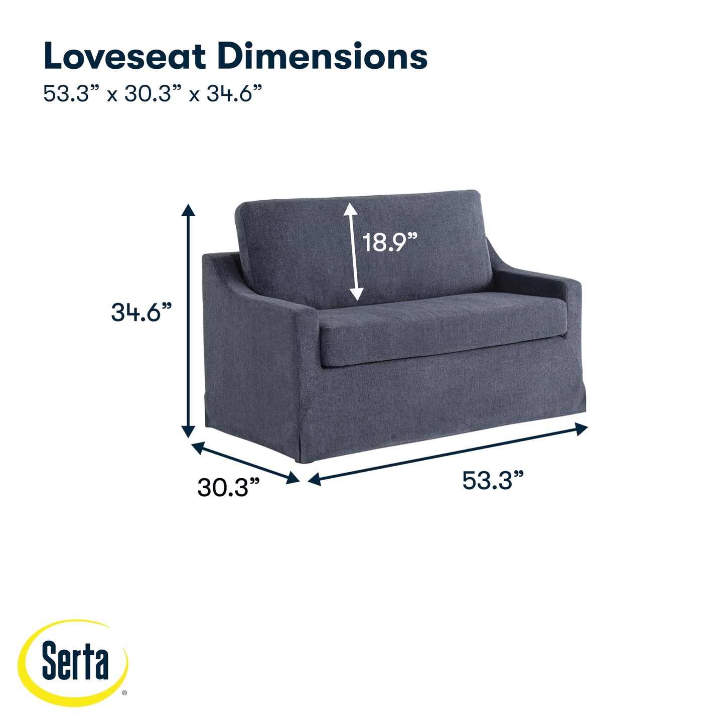 Serta® Harper 53.3” Twin Pullout Sofa Bed, Easy Assembly, USB Power Ports, Soft Modern, Sloped, Woven Fabric