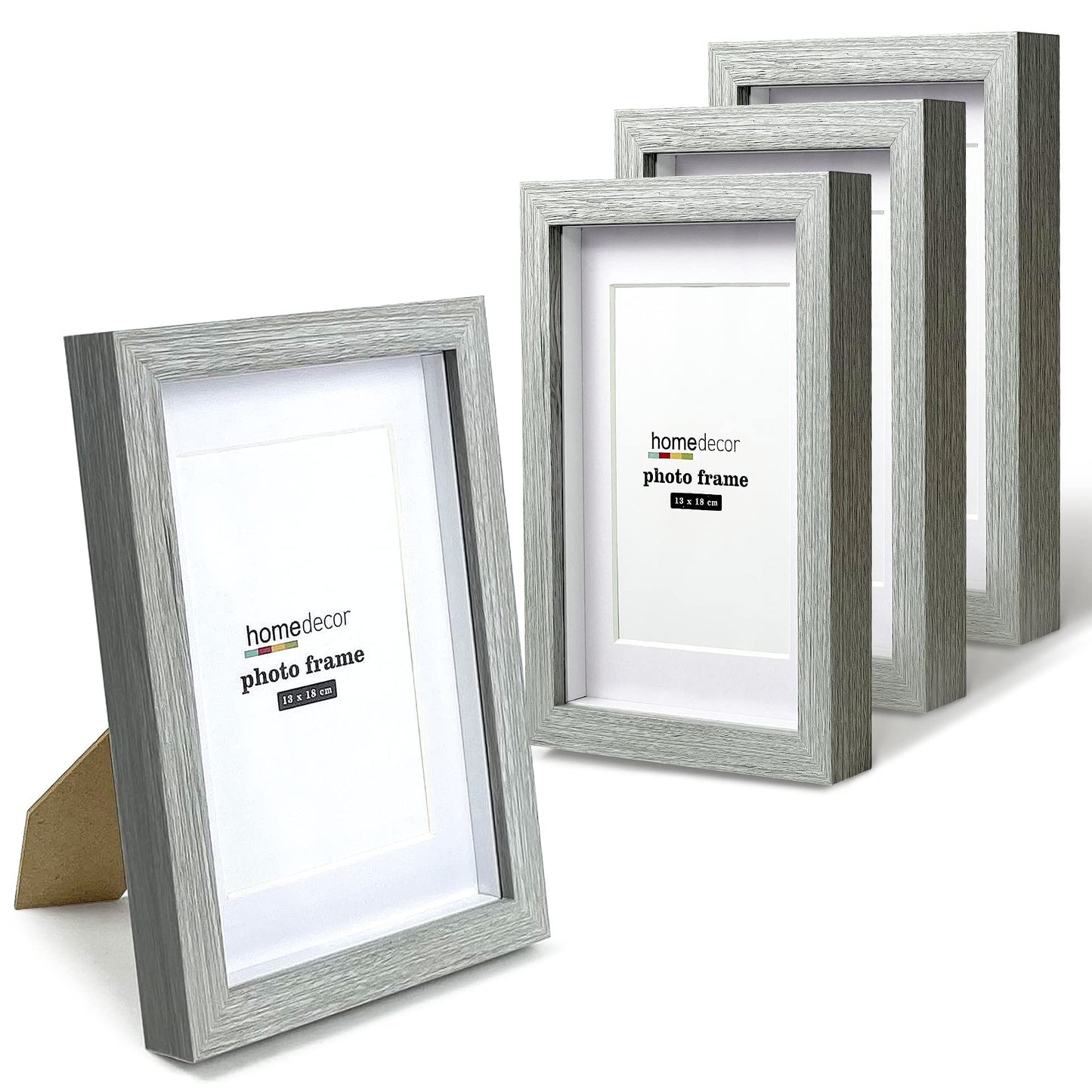 5x7 Shadow Box Frame, 4 Pack Picture Frame Set, Wall Picture Frame, Farmhouse Wood Rustic Picture Frames with Tempered Glass Gallery Wall Tabletop Display (Celadon, 5X7)