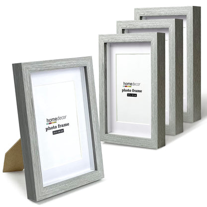 5x7 Shadow Box Frame, 4 Pack Picture Frame Set, Wall Picture Frame, Farmhouse Wood Rustic Picture Frames with Tempered Glass Gallery Wall Tabletop Display (Celadon, 5X7)