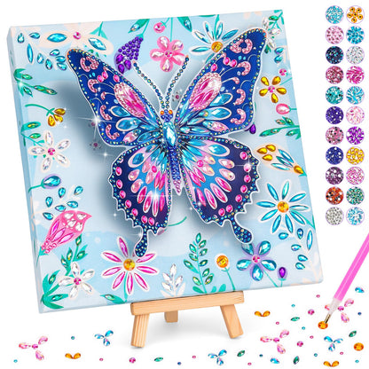 Arts and Crafts for Kids Age 8-12, Diamond Art Kit for Kids, Gifts for 6 7 8 9 10 Year Old Girls, Birthday Presents Toys for Girl Teen, Fun Activities Gem Art Butterfly Kit with Frame for Home Decor