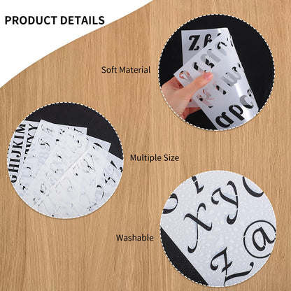 1/3, 1/2, 3/4, 1, 3/2, 2 Inch Letter Stencils for Painting,45 Pack Alphabet and Number Stencils for Crafts Reusable for Art Projects Scrapbook Home Decor
