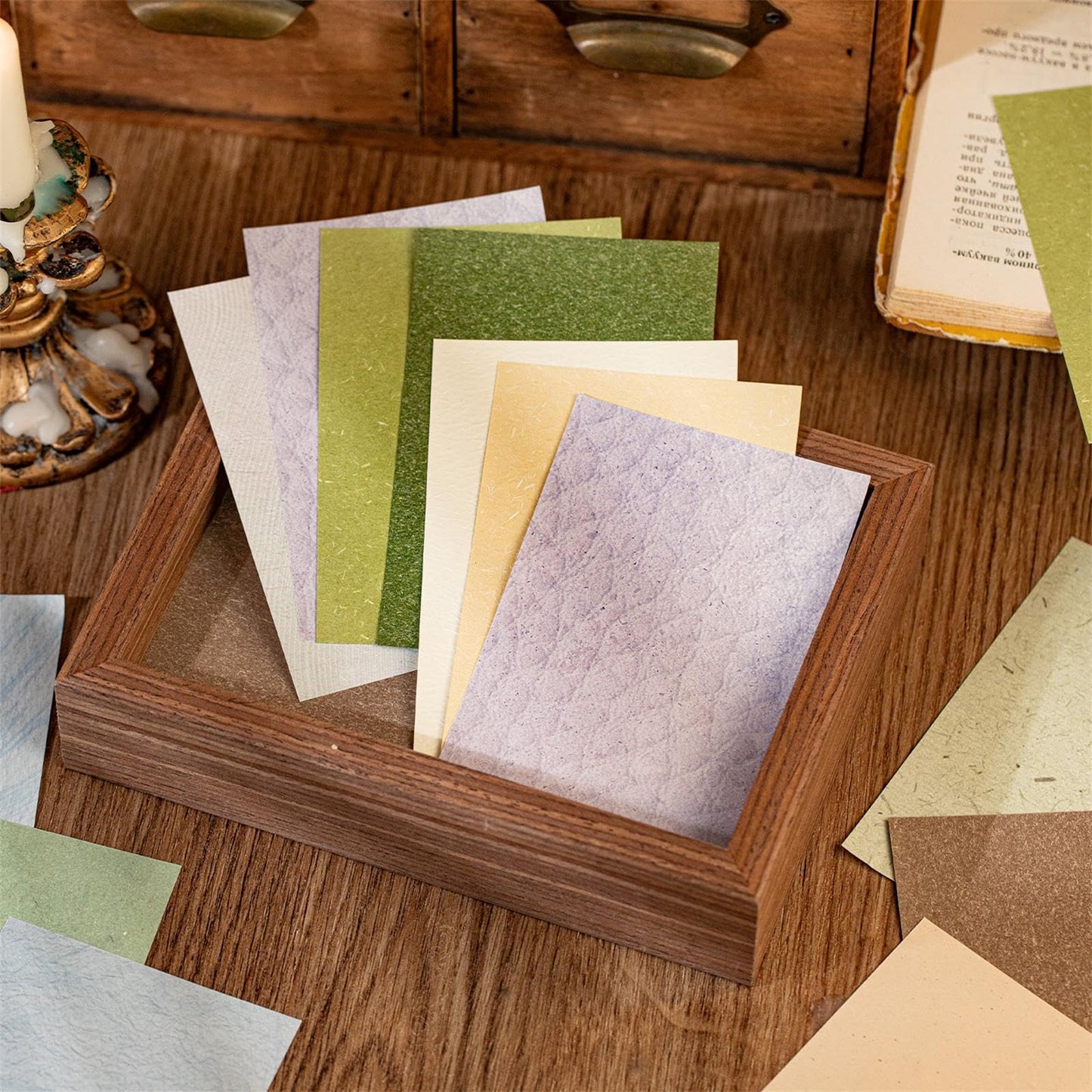 QCTC Textured Paper Pack - 100 Sheets Vintage Craft Paper for Scrapbooking, Bullet Journal, Collage & Card Making (4.72"x3.15")