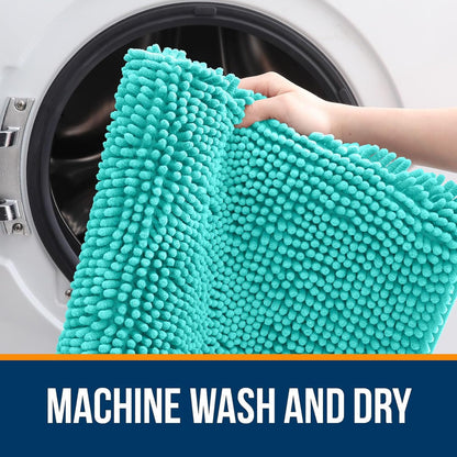 OLANLY Large Chenille Bath Rugs - Extra Soft & Absorbent | Quick Dry, Machine Washable, 40x32, Teal