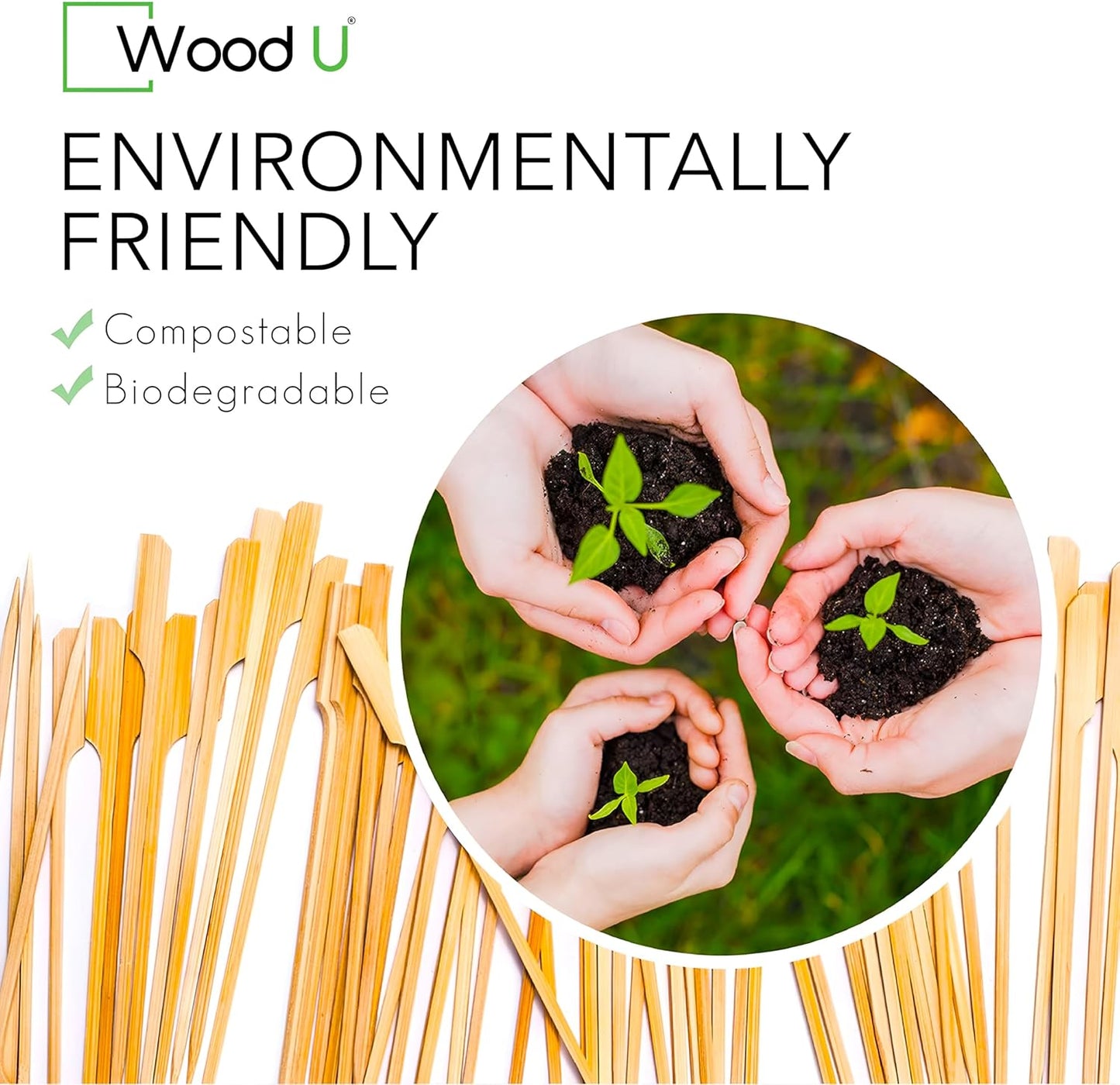 Wooden Bamboo Skewers Paddle Picks - 7" - 100 Pcs Toothpicks for Appetizers - Cocktail Picks for Fruits, Kabab