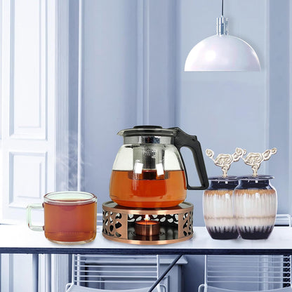 Teapot Candle Warmer with Tea Light Heater, C-Bronze Teapot Heating Base and Candle Holder