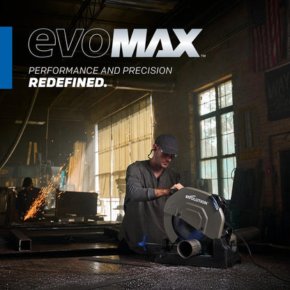 Evolution S14CPS 14" Heavy-Duty Metal Cutting Chop Saw | 3,500+ Cuts with EVOMAX14ST Blade | 14" Blade Compatible | Industrial Power Saw, Soft Start Motor, E-Brake, Precision Shadow Line Guide