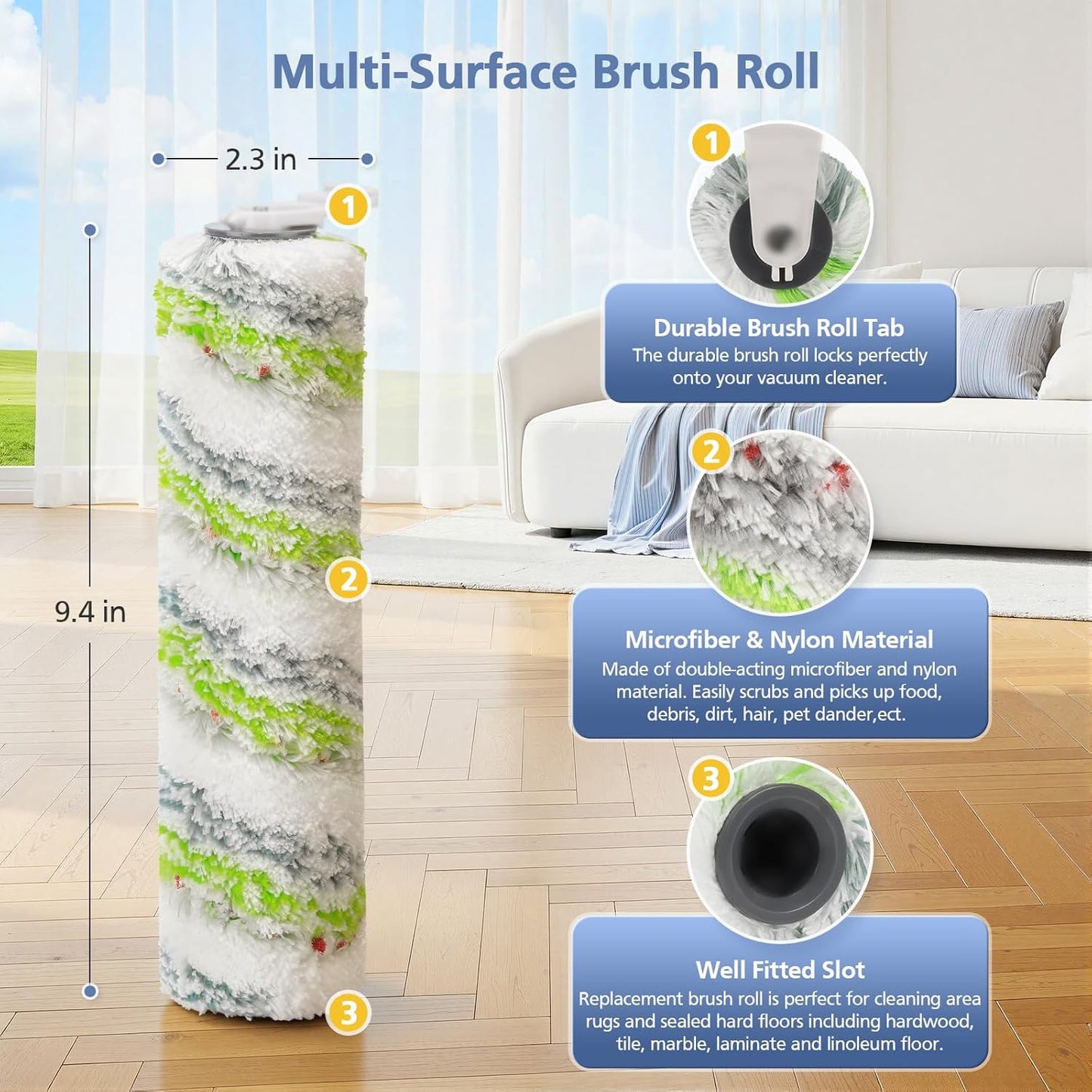 3 Pack 2788 1866 2554 2554A 2590 2593 2596, 35151 3515 35152 3513 3518, 1618641&1608684 Multi-Surface Pet Brush Rolls