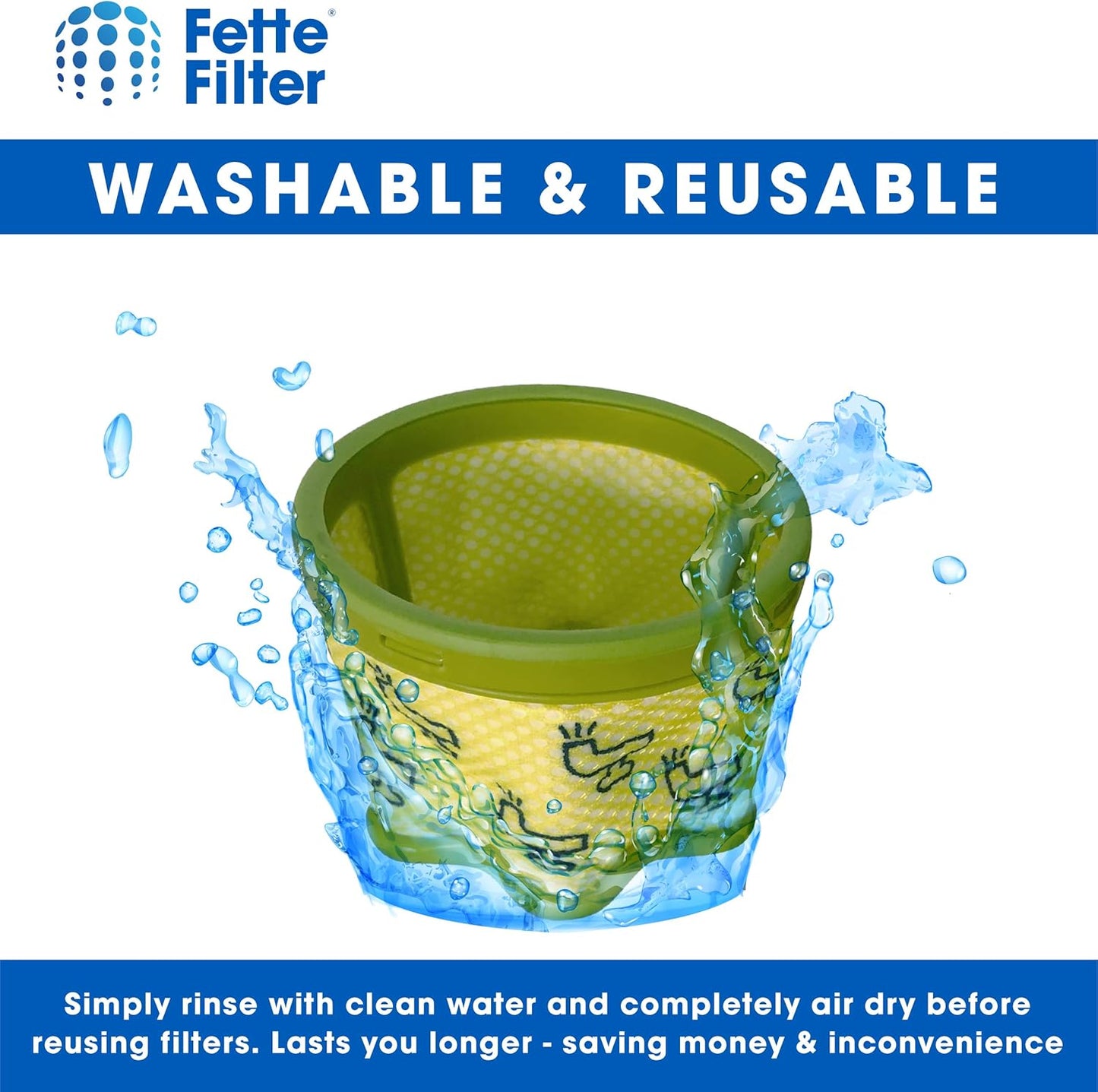 Fette Filter - A9 Premium Vacuum Replacement Pre Filter Compatible with LG Vacuum Cleaner (3 Pack)