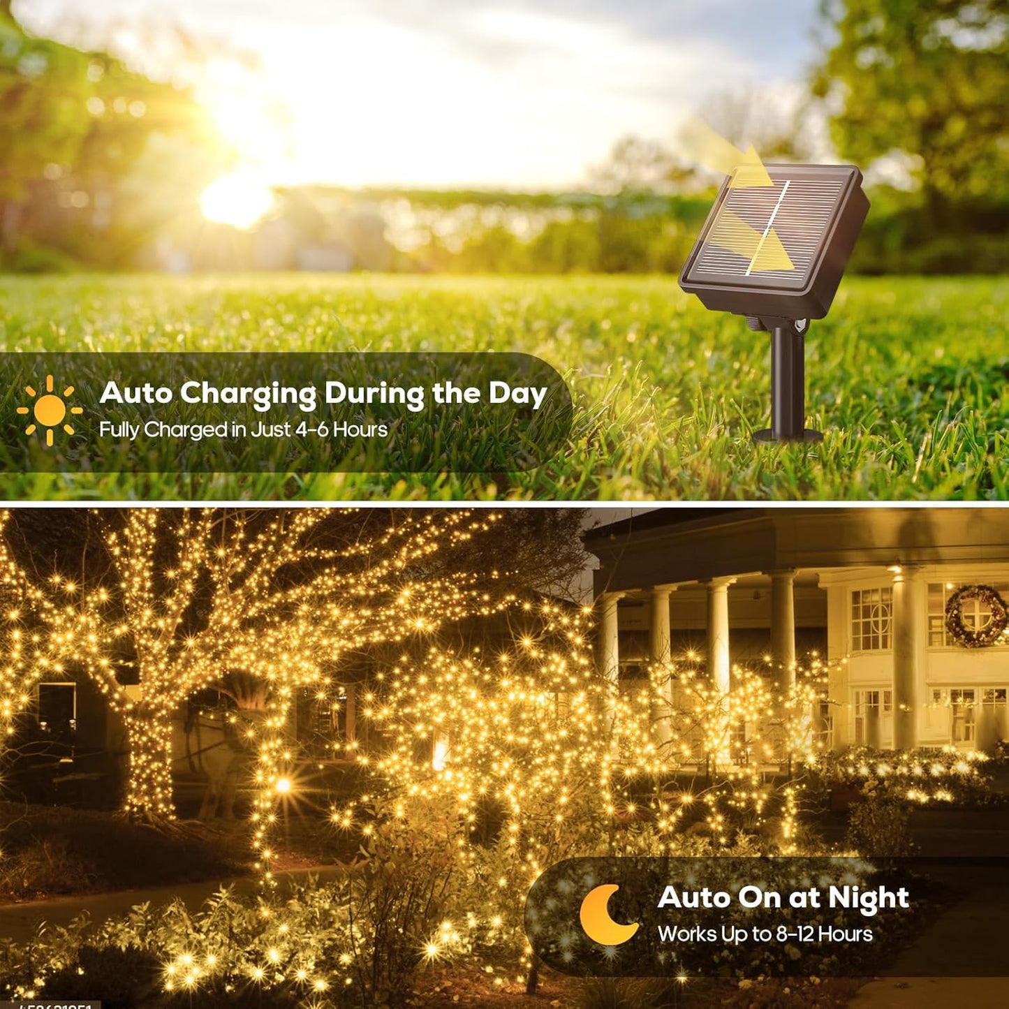 1 Pack 46 120 8 Solar String Lights Outdoor, FT LED Solar Tree Lights Waterproof with Lighting Modes, Outdoor Solar