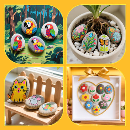 Simetufy 25Pcs Rocks for Painting, Large 3-4 Inch Natural River Stones for DIY, Art & Crafts, Smooth Paintable Flat Rocks Bulk for Adults, Children, Kindness Rocks Garden Decoration