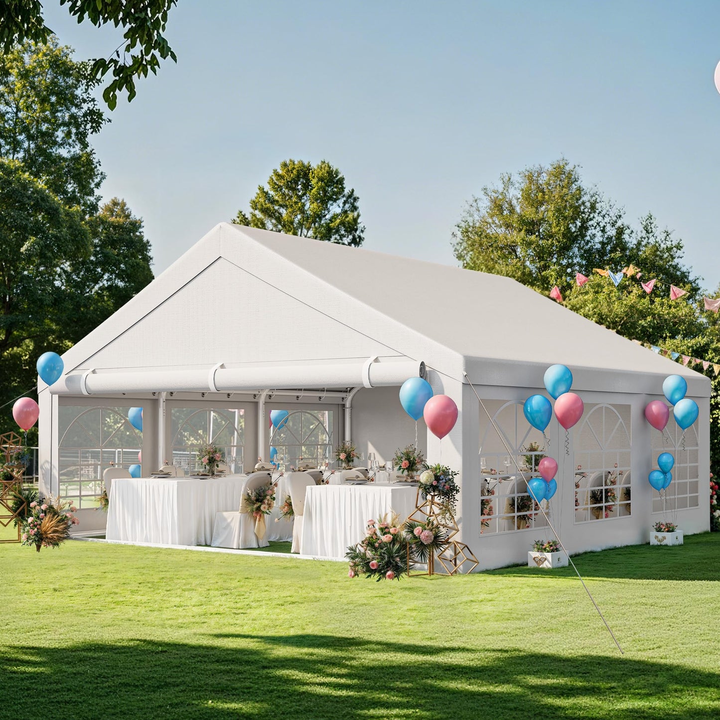 YITAHOME 20x20 ft Party Tent Heavy Duty Wedding Event Shelters Outdoor Upgraded Galvanized Canopy with Large White Roof, Removable PVC Sidewalls & 2 Storage Bags
