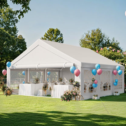 YITAHOME 20x20 ft Party Tent Heavy Duty Wedding Event Shelters Outdoor Upgraded Galvanized Canopy with Large White Roof, Removable PVC Sidewalls & 2 Storage Bags