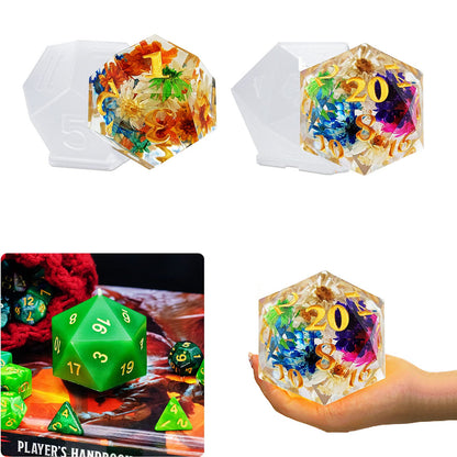 JEYUQAXY Large Silicone Polyhedral Dice Molds 2 Styles with D20, and D12 Resin Casting Mold DND for DIY Resin, Dice, Jewelry, Candles, Crafts Board RPG Games white