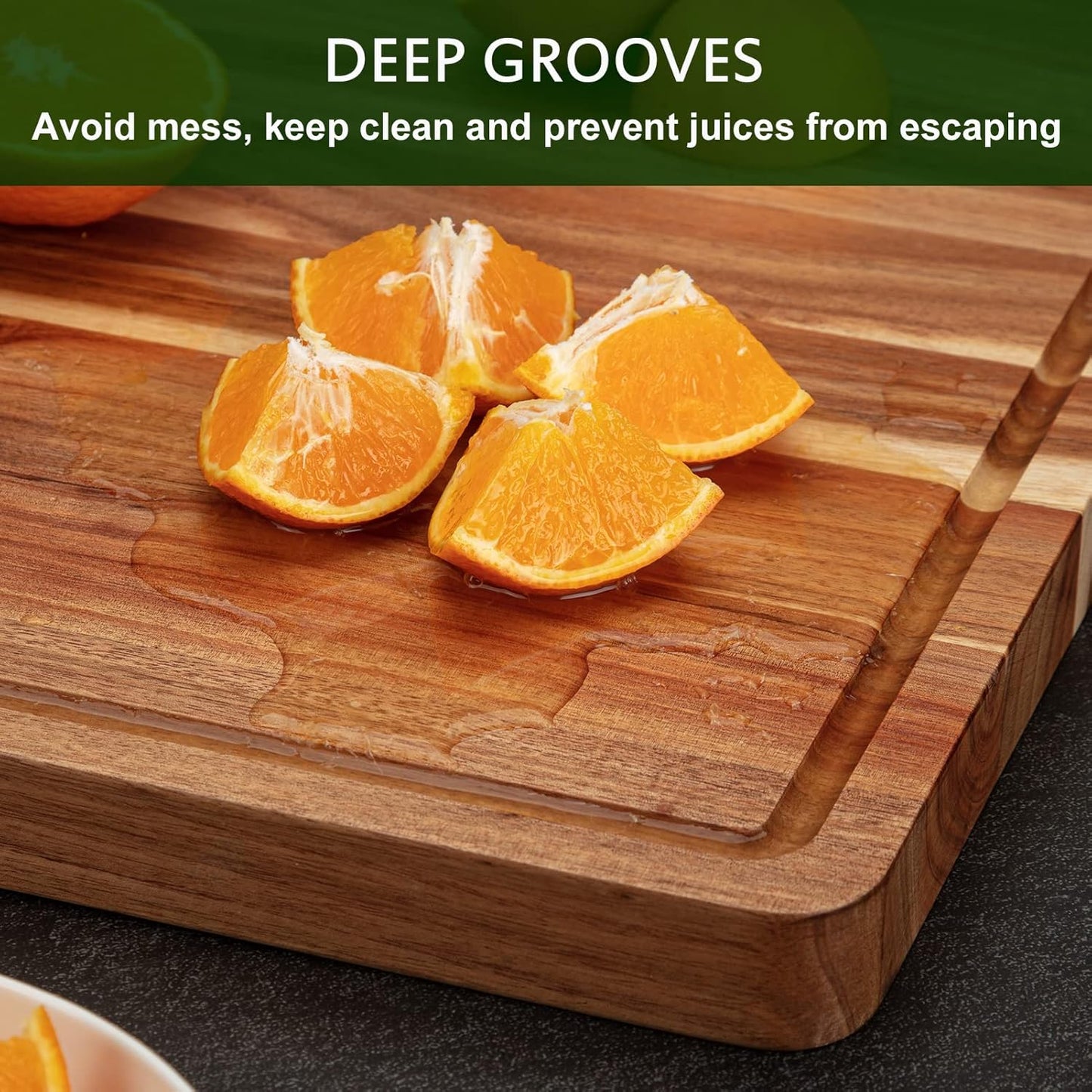 24x18 Inch Extra Large Acacia Wood Cutting Board, Large Butcher Block Chopping Board with Handle and Juice Groove