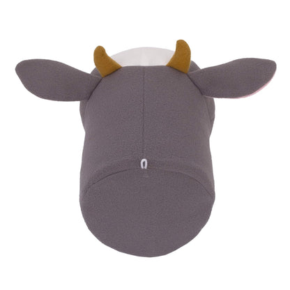 NoJo Plush Fleece Grey & White Cow Head Wall Decor - Charcoal, White, Peach
