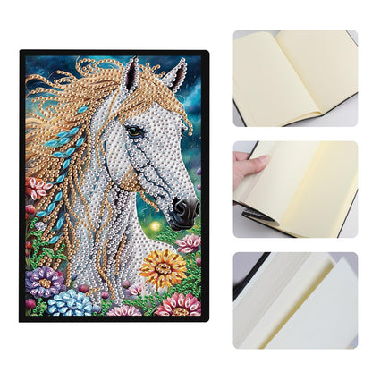 JISHSHAY 2 PCS Diamond Painting Notebook Journal Diamond Art Note Book Gem Art Sketchbook Gem Painting Diary Mosaic Kits for Adults Leather Notebook with Special Shape 14.5×21cm/5.7×8.26in Owl Horse