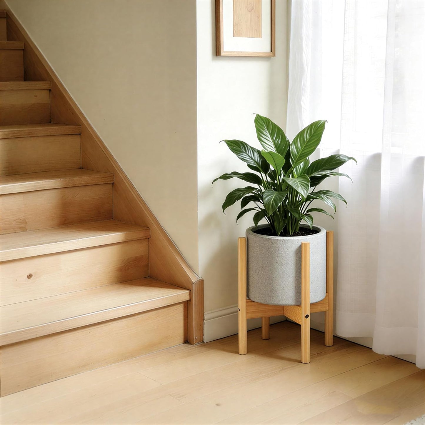2 Pack 12 Inch ALIGADO Bamboo Plant Stands Indoor, for Up to Pots, Built to Fit Corners, Sturdy & Stable Design