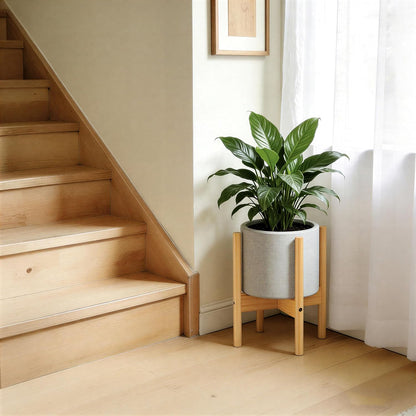 12 Inch ALIGADO Bamboo Plant Stand Indoor, for Up to Pots, Built to Fit Corners, Sturdy & Stable Design, Natural Wood