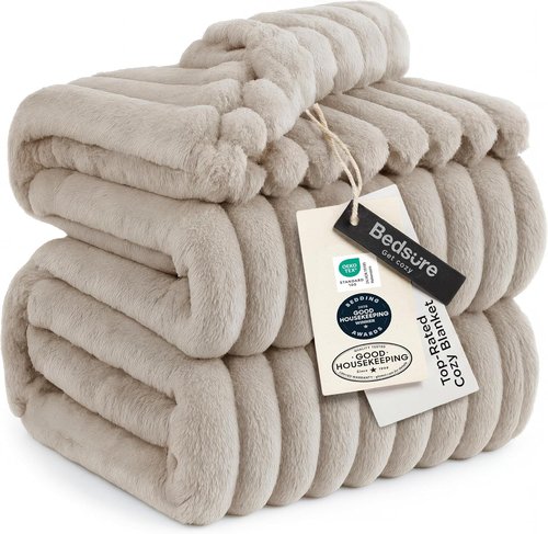 Bedsure GentleSoft Light Brown Fleece Blanket - Cozy, Soft Couch Throw for Women | 108x90 Inches
