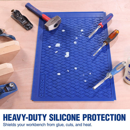 WORKPRO Silicone Glue Mat, Non-Stick Heat-Resistant Silicone Pad with Built-in Measurement Grid, Anti-Slip & Durable Surface for Resin, Epoxy, DIY, Crafts, Woodworking, Garage & Workshop