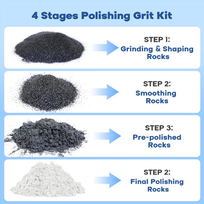 Rock Tumbler Grit and Polish Refill Kit - 4 Bags Abrasive Grit, 4-Step Rock Polishing Refill Set, Compatible with National Geograpic, Komestone, Koolstone and Other Brand Tumbler